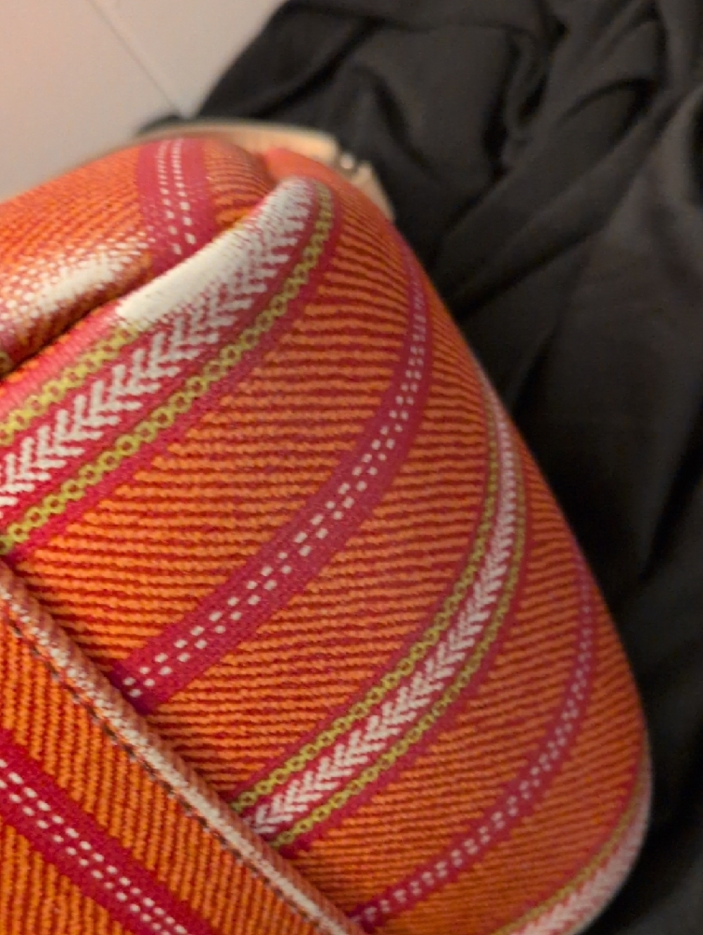 Coach Orange and Pink Stripe Canvas Shoulder Bag with Cream Trim - Picture 14 of 16